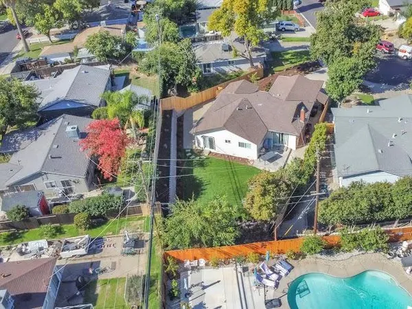 an aerial view of a house