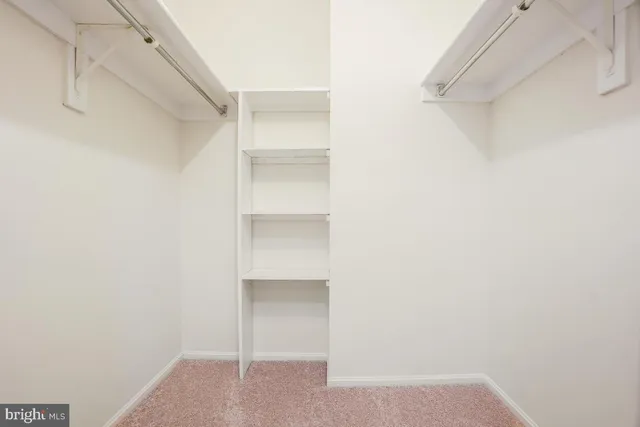 a view of an empty walk in closet