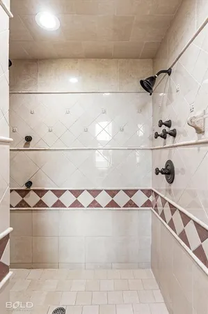 a close view of a shower in a bathroom
