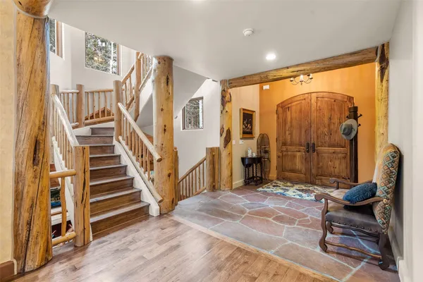 a view of an entryway with a front door