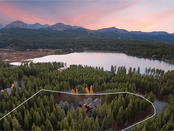 a view of a forest with a lake view