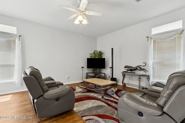 a living room with furniture