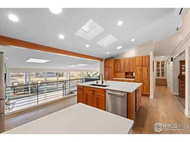 a kitchen with lots of counter top space