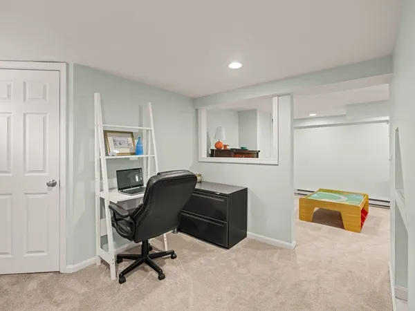 a view of a workspace with furniture