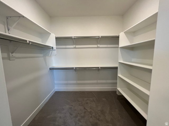 1951 2900 West Provo, UT 84601 - Photo 16 of 21 Spacious walk-in closet featuring extensive built-in shelving, multiple hanging rods, and neutral-toned carpeting