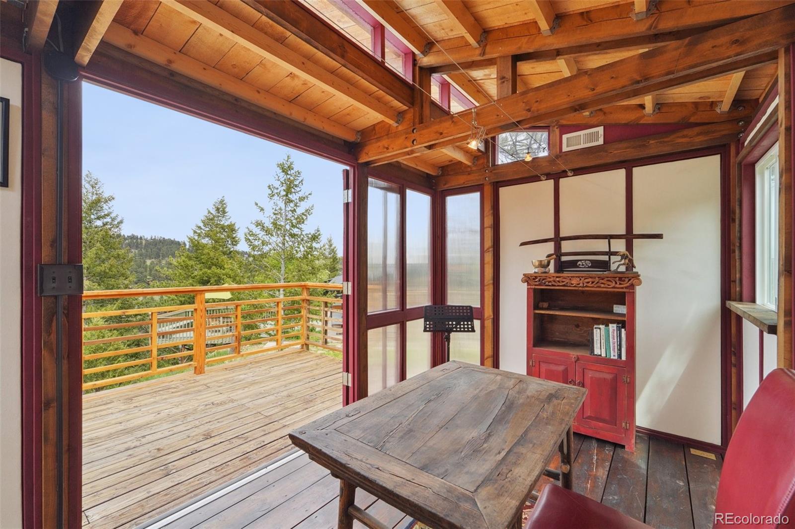 855 Kelly Road West Boulder, CO 80302 - Photo 37 of 40 a view of a balcony with furniture and wooden floor