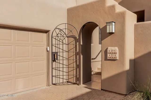 a view of wooden door