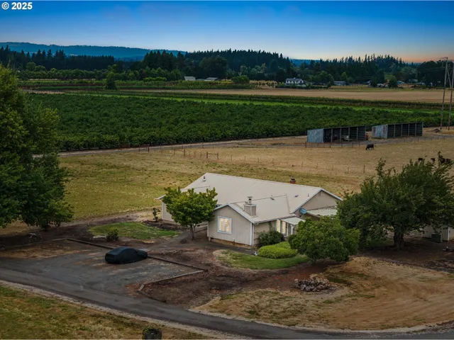 a view of a lake with a garden