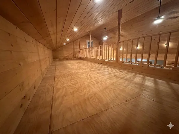 a view of a balcony with chair and wooden floor