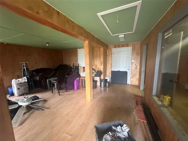 a view of a swimming pool with a lake view