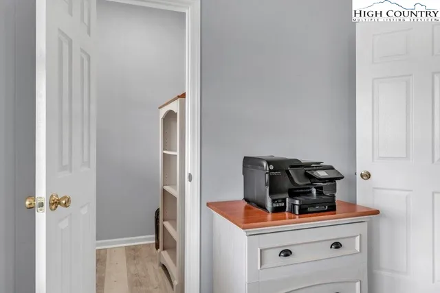 a view of hallway with shower