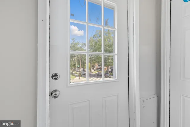 a view of a window in a bathroom