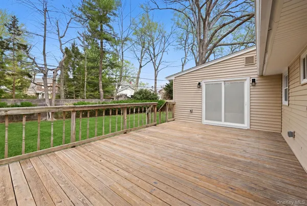 a view of a wooden deck