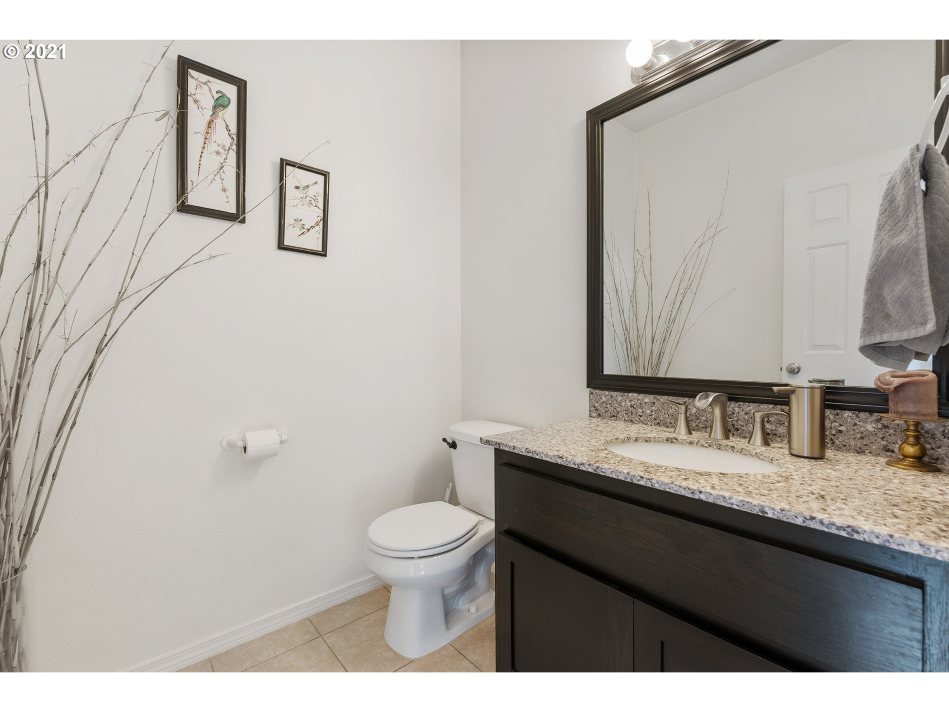 3122 South 2nd Street Ridgefield, WA 98642 - Photo 17 of 30 a bathroom with a granite countertop sink toilet and mirror