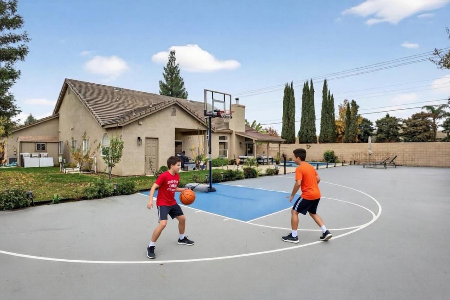 3221 Amethyst Way Turlock, CA 95382 - Photo 60 of 62 view of court featuring a basketbal, PICKLEball or TENNIS court OPTIONS. AI GEN