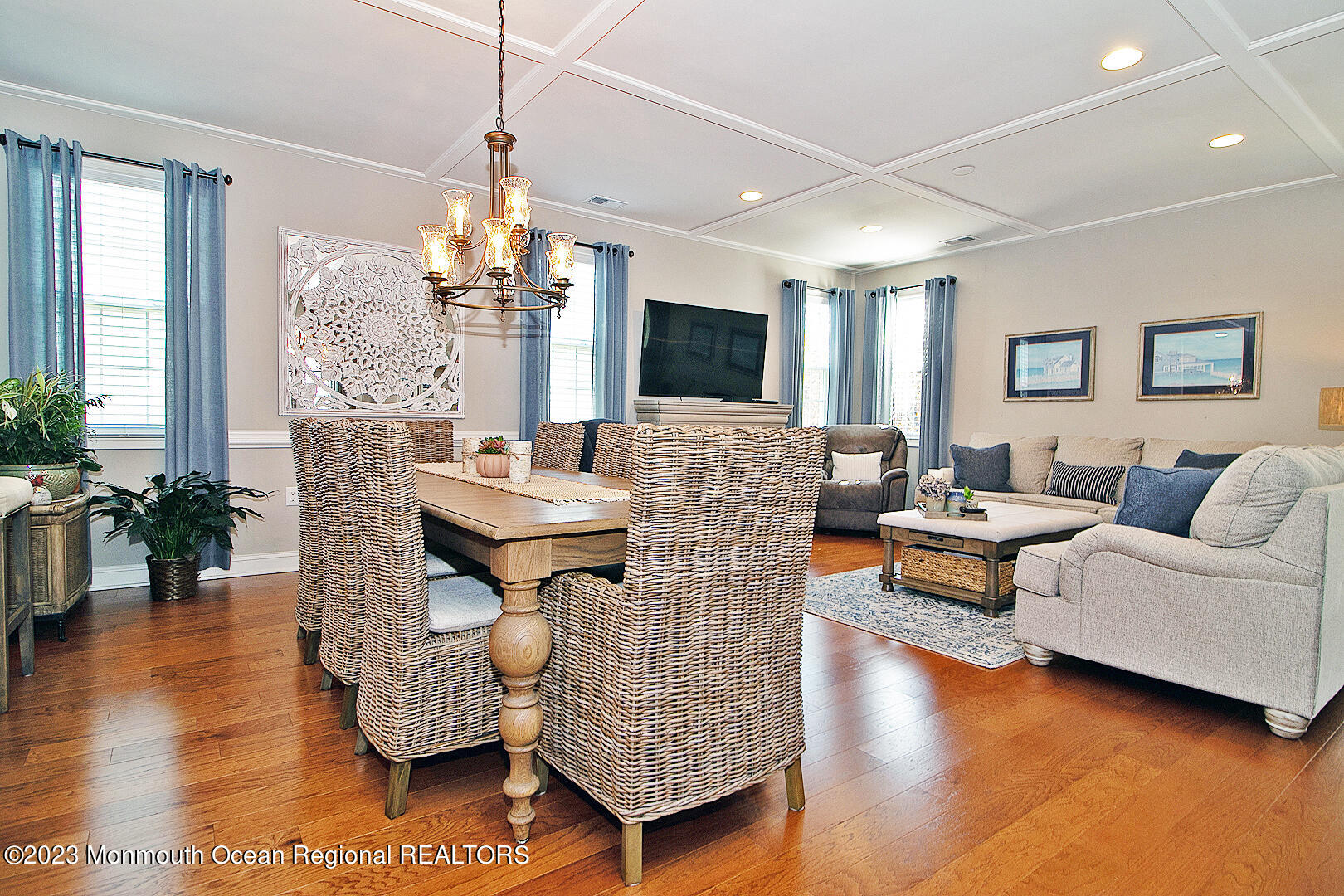 39 Bayville Way Waretown, NJ 08758 - Photo 15 of 55 a living room with furniture and a chandelier