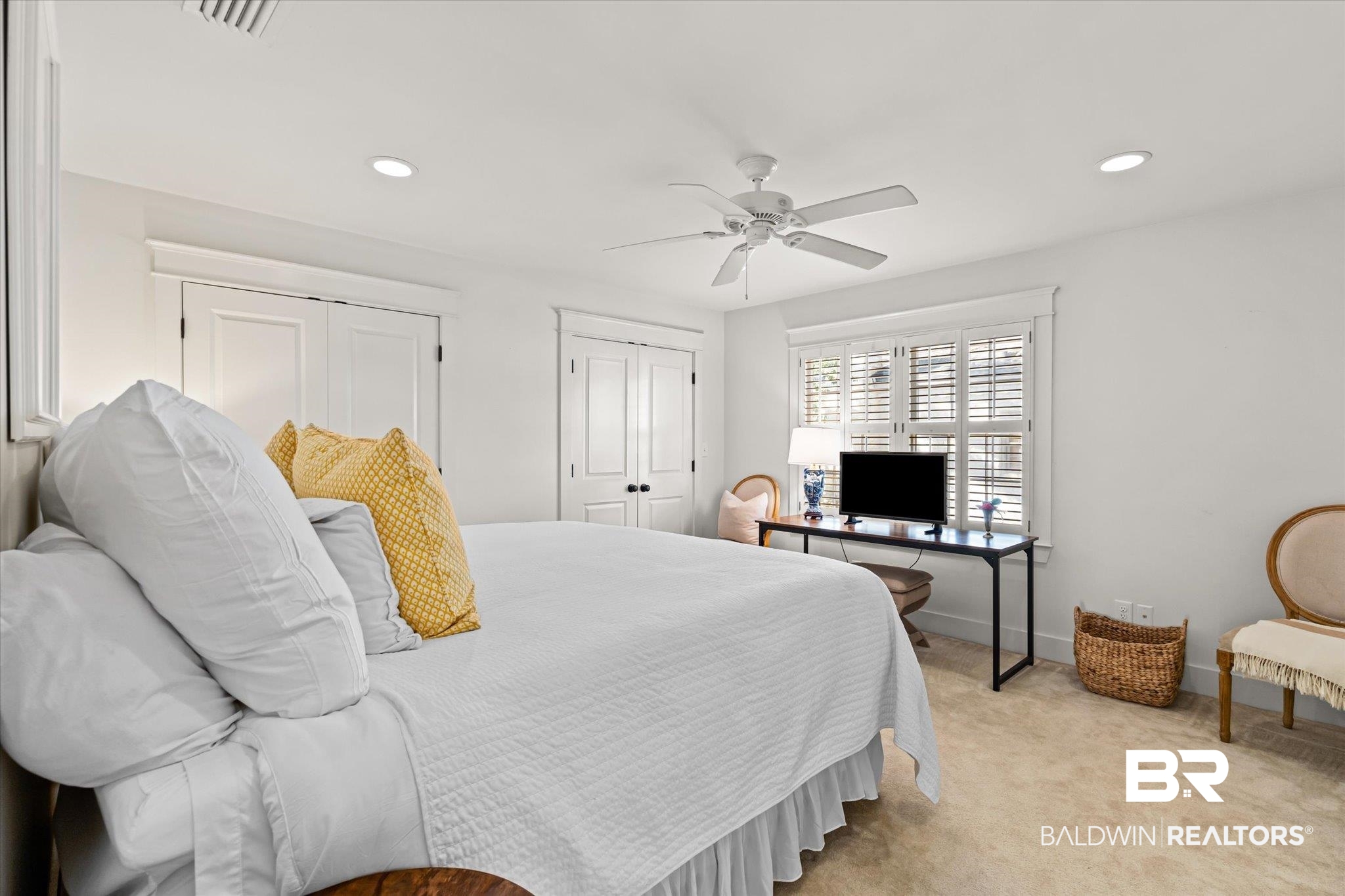 3921 McGregor Court Mobile, AL 36608 - Photo 22 of 41 Bedroom featuring recessed lighting, visible vents, baseboards, and light colored carpet