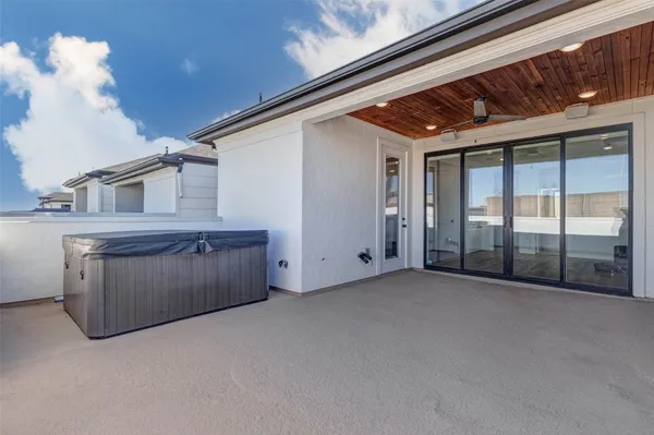 a view of a room with a large window