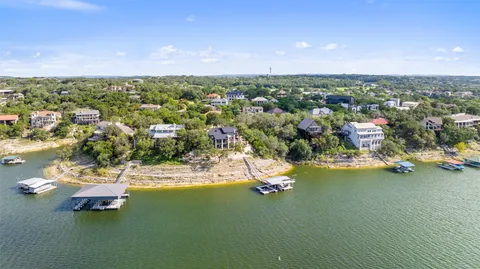a view of a lake with houses