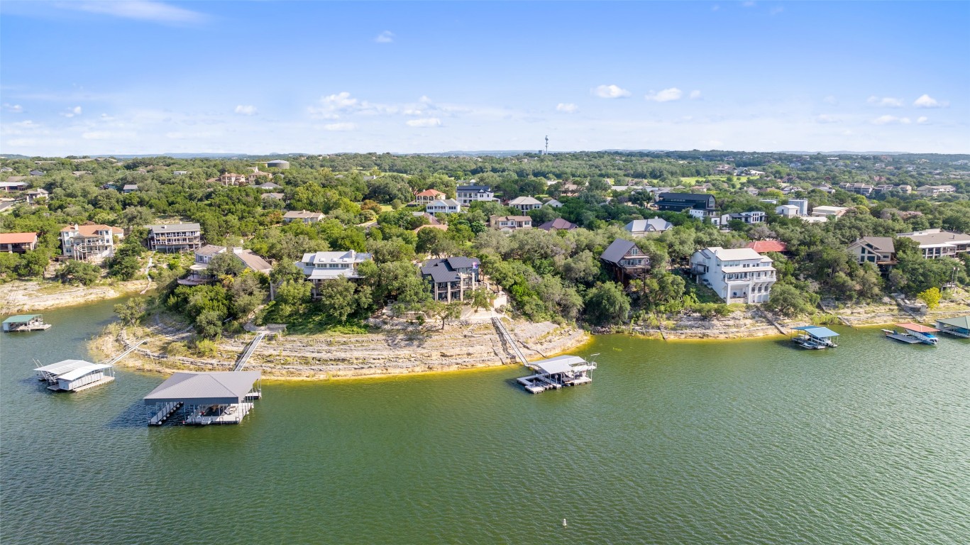 18401 Lakepoint Circle Point Venture, TX 78645 - Photo 16 of 28 an aerial view of a house with a ocean view