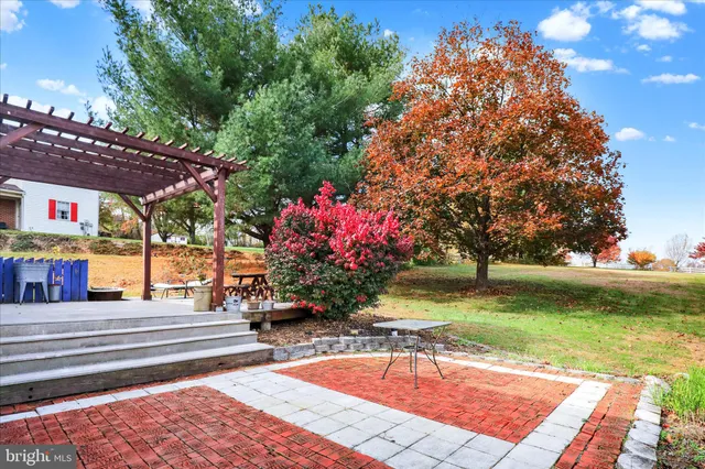 a view of a backyard with swimming pool