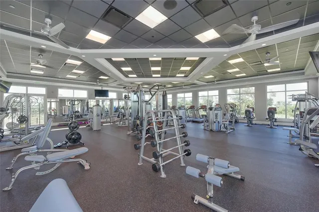 a view of a room with gym equipment