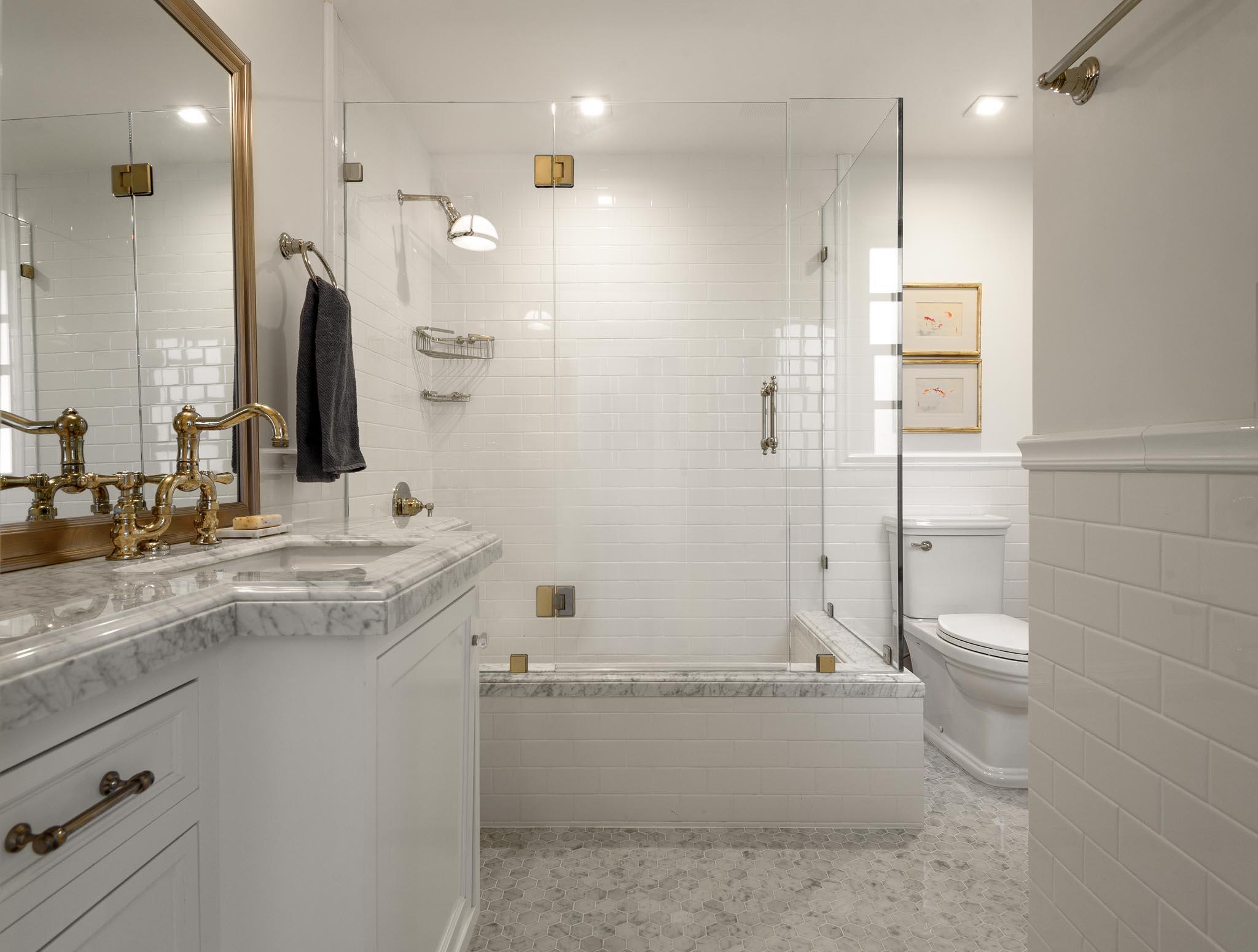 167 Pomar Lane Montecito, CA 93108 - Photo 21 of 35 a bathroom with a granite countertop sink a toilet a large mirror and shower