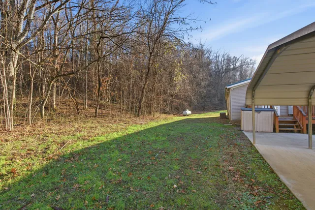 a view of backyard with swimming pool