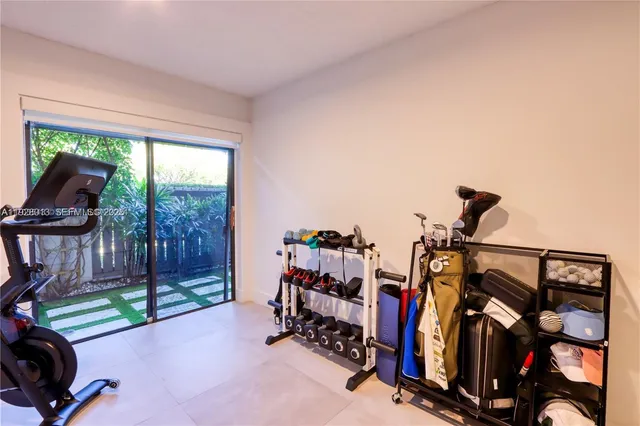a view of a room with gym equipment