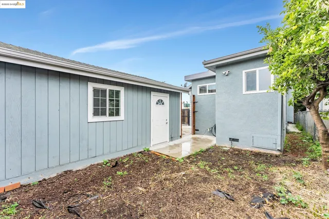 a view of backyard of house