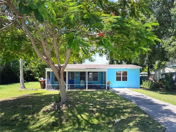 a view of house with a backyard