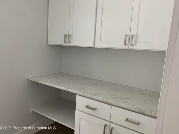 a room with cabinets