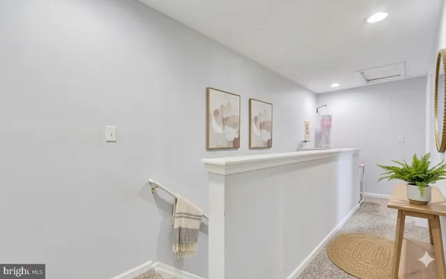 a living room with furniture and potted plant