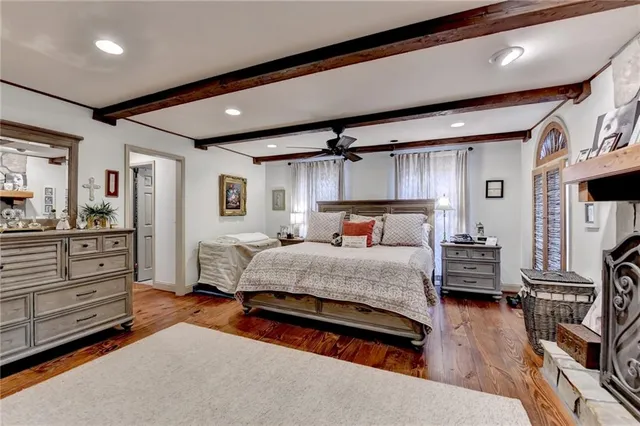 a view of balcony with wooden floor