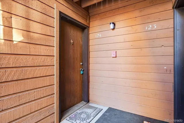 a view of a wooden door