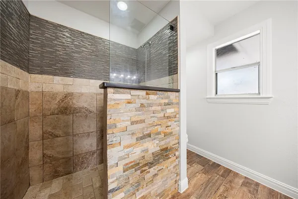 a bathroom with a shower