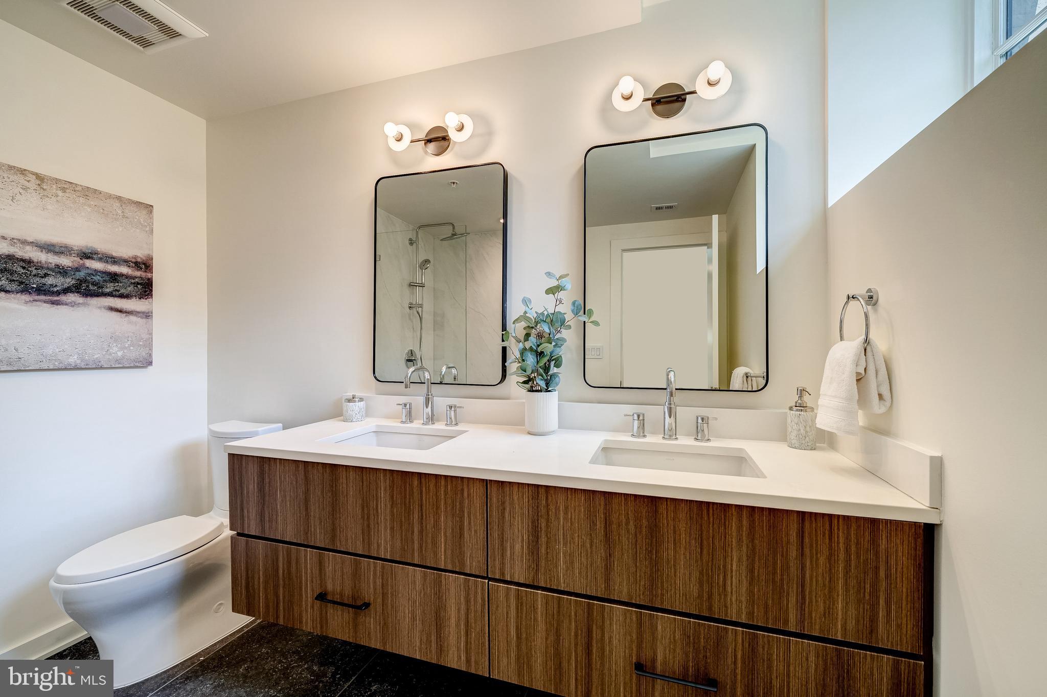 440 R Street Northwest, Unit 3 Washington, DC 20001 - Photo 14 of 24 Primary bath w/ dual vanity & luxe finishes