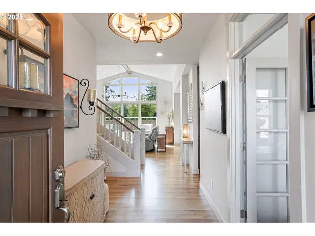 a balcony with wooden floor