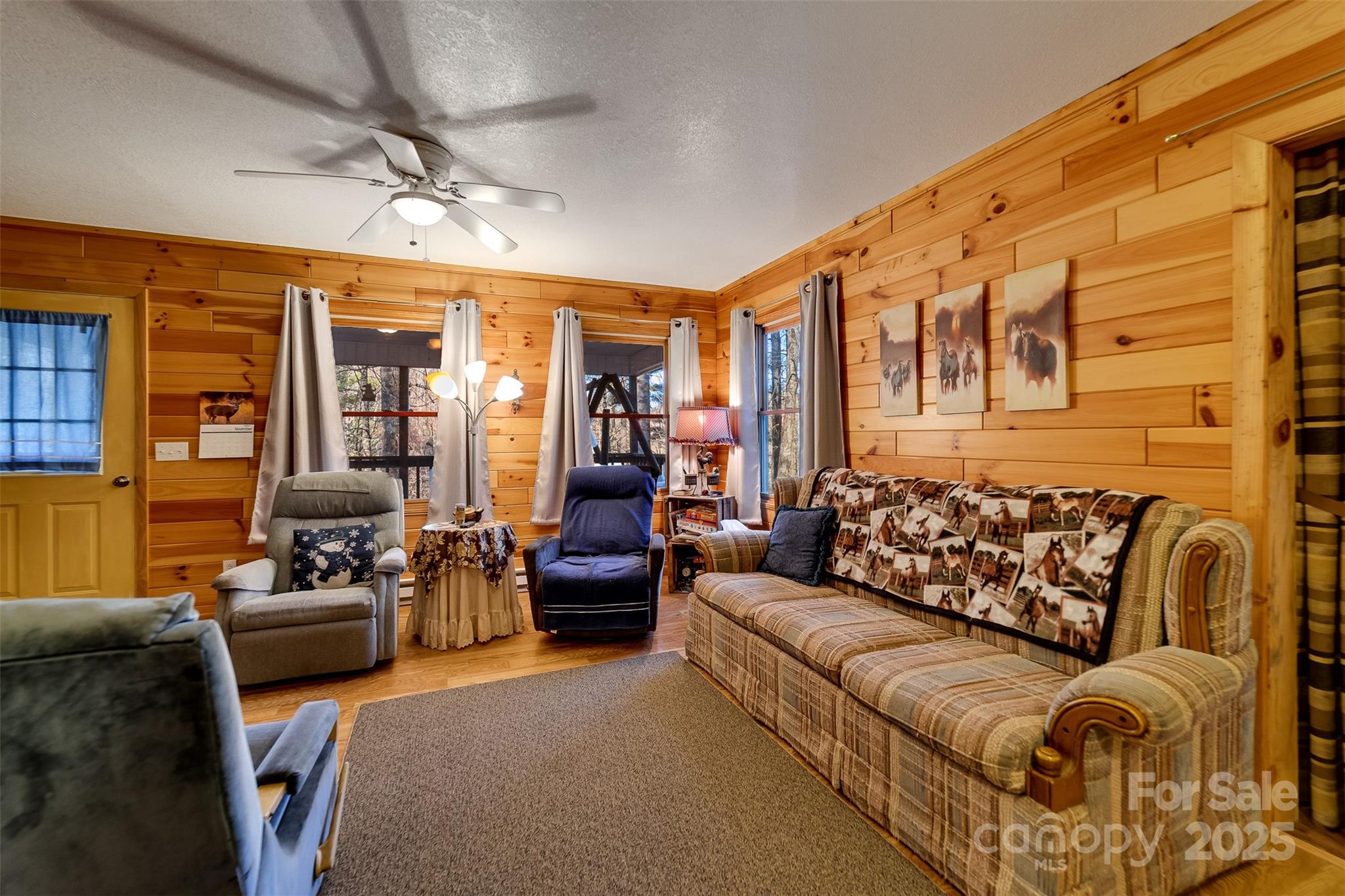 109 Hog Cove Road Sylva, NC 28779 - Photo 15 of 48 a living room with furniture ceiling fan and a rug