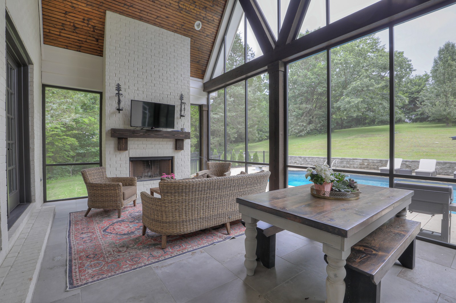 4554 Peytonsville Road Franklin, TN 37064 - Photo 25 of 29 a living room with fireplace furniture and a large window