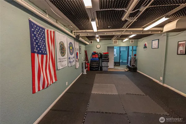 a view of hallway with washer and dryer