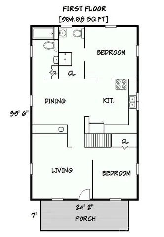 an empty room with wooden floor cabinet and windows