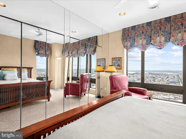 a bedroom with furniture