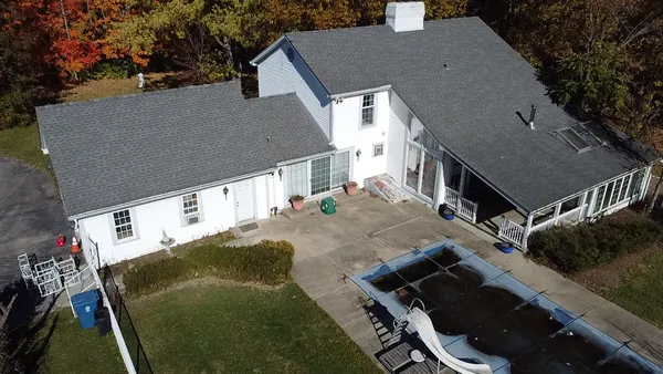 an aerial view of a house