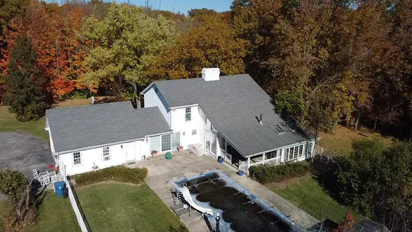 an aerial view of a house