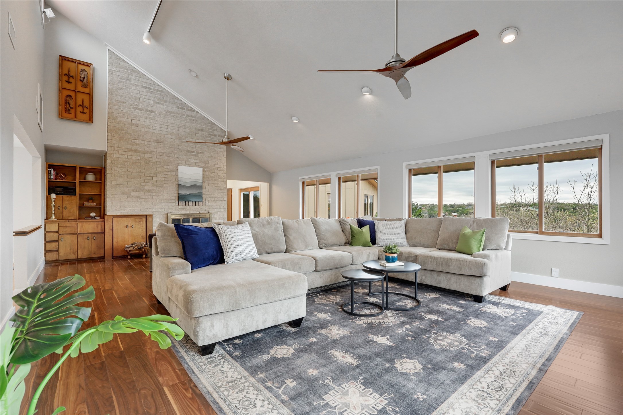 Lake and hill country views from living room!