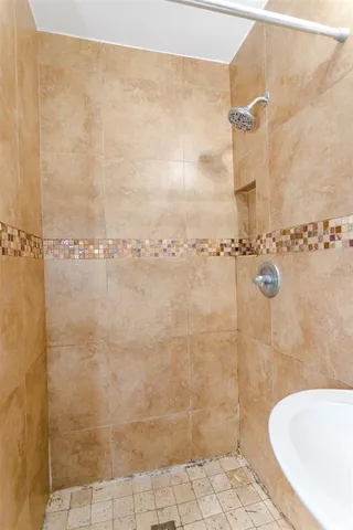 a bathroom with a shower