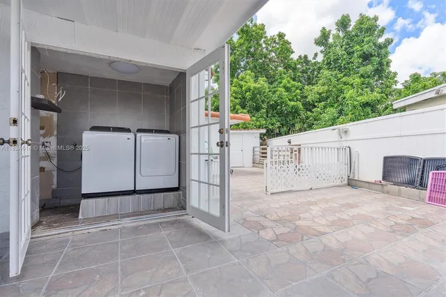 a view of a refrigerator in front of a building