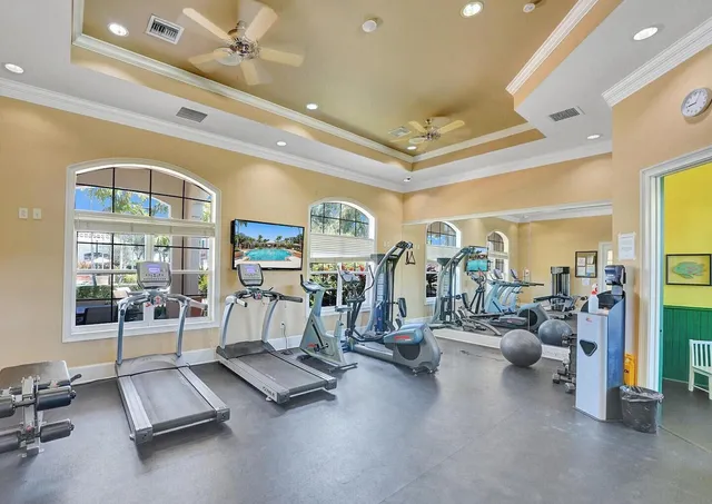 a view of a room with gym equipment
