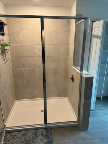 a bathroom with a shower